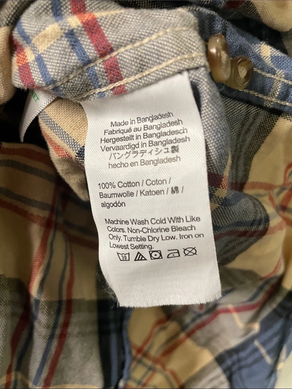 J. Crew Organic Cotton Cream Plaid Button-Down Shirt